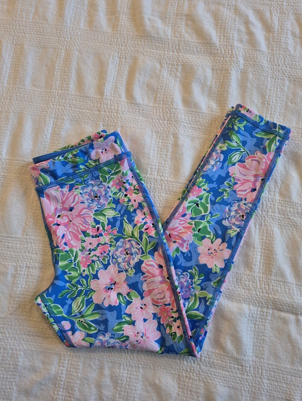 Lilly Pulitzer girls Luxletic Medium or 6/7 floral ankle leggings EUC